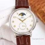 AAA Swiss Replica IWC Portofino Moonphase Brown Leather Strap Watches
